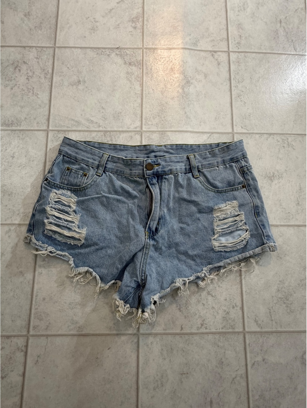 Shein distressed denim shorts